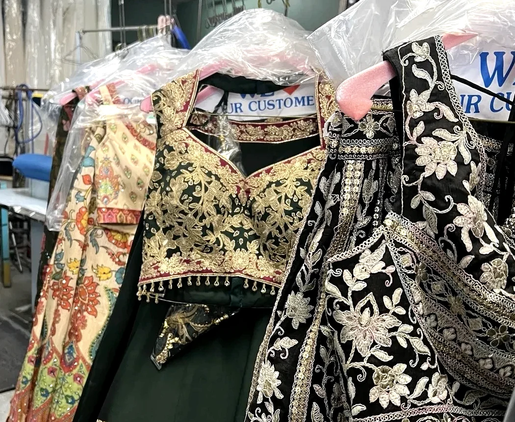 Embroidered Indian and South Asian garments handled at Royal Oak Drycleaners in Burnaby