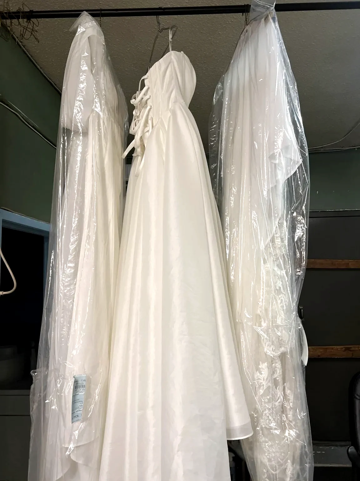 White wedding gown after professional cleaning